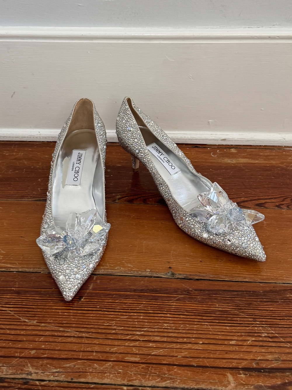 Jimmy Choo "Cinderella" Allure Crystal Covered Pointy Toe Pumps Heels 9 / 39 - Picture 13 of 15